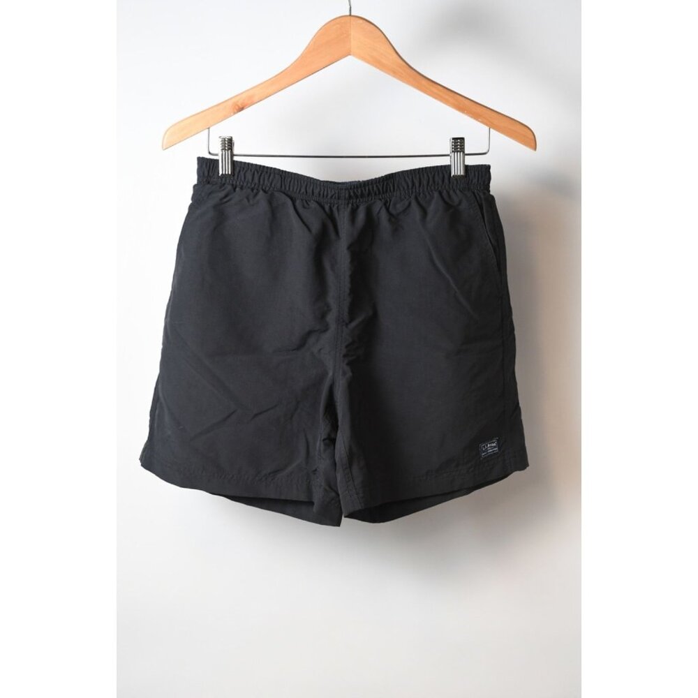 LL Bean M Mens Small Black Swim Trunks Board Mesh Lined 100% Supplex Nylon